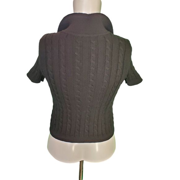 525 America Black Cable Knit Collared Semi Cropped Sweater sz S - Picture 4 of 5